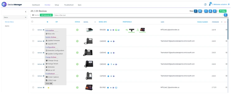 AudioCodes Device Manager - Look and Feel