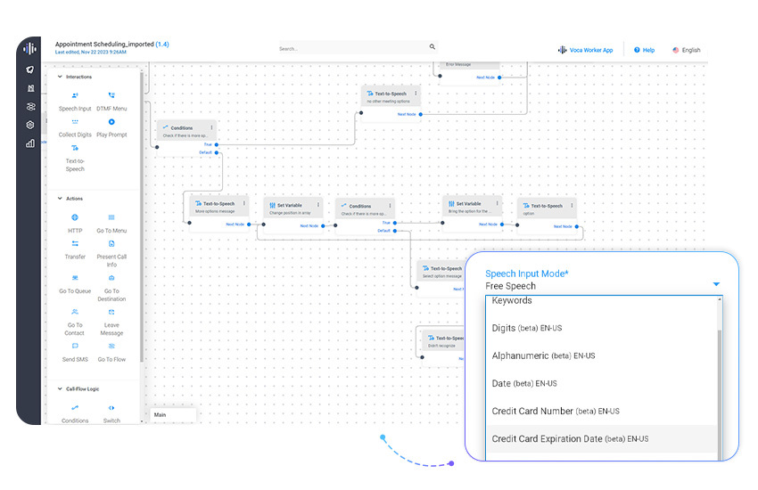 Voca no-code call flow designer