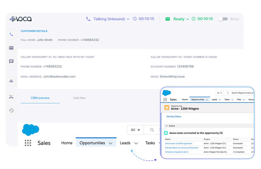 Voca CRM integration and customer details